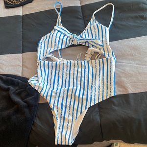 Striped one piece swimsuit